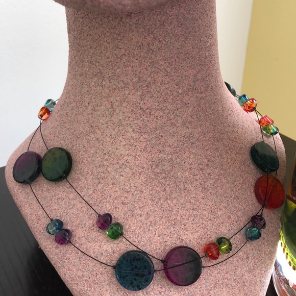 Chico’s 2 Strand Floating Multicolor Bead Necklace - Picture 6 of 6
